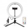 LED Ring Lamp 26cm With Tripod 8.3cm, Phone Clamp, USB