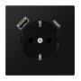 Kištukinis lizdas su USB+USB-C JUNG LS1520-15CASWM (juodas, matinis, 16A/250V)